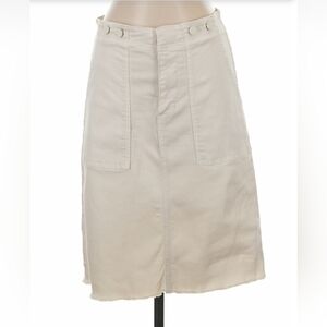 böhme Cream Denim Raw Hem Cargo Pocket Skirt 27 Boho
